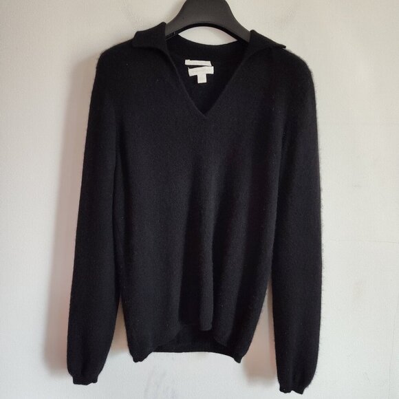 Ladies SZ S Charter Club Black Polo Collar Cashmere Sweater - Picture 1 of 3